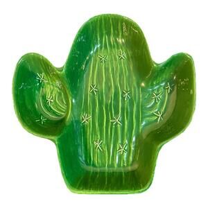 Vintage Treasure Craft Large Green Ceramic Cactus Chip Serving Dish Bowl - MINT!
